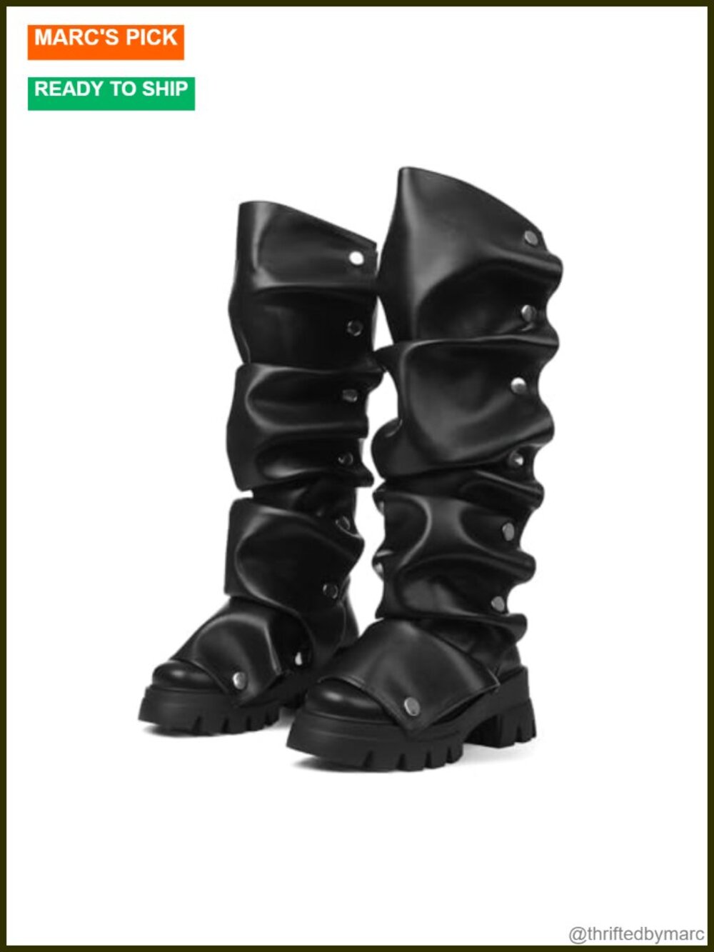 Knee High Platform Boots Wide Calf Slouchy Pull On Tall Boot
